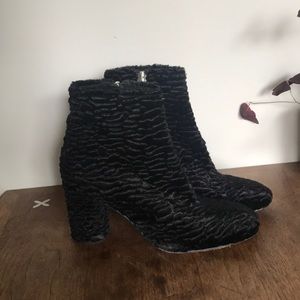 Black believer booties, barrel heel
